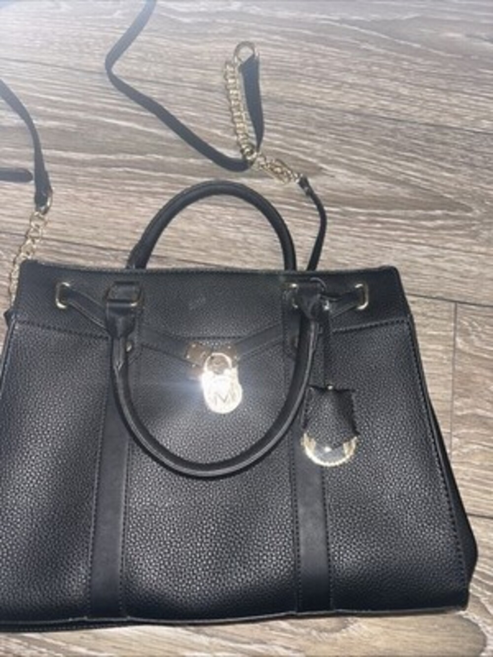 Mia K Collection Faux Leather Purse New - Black with Gold Hardware And Wallet
